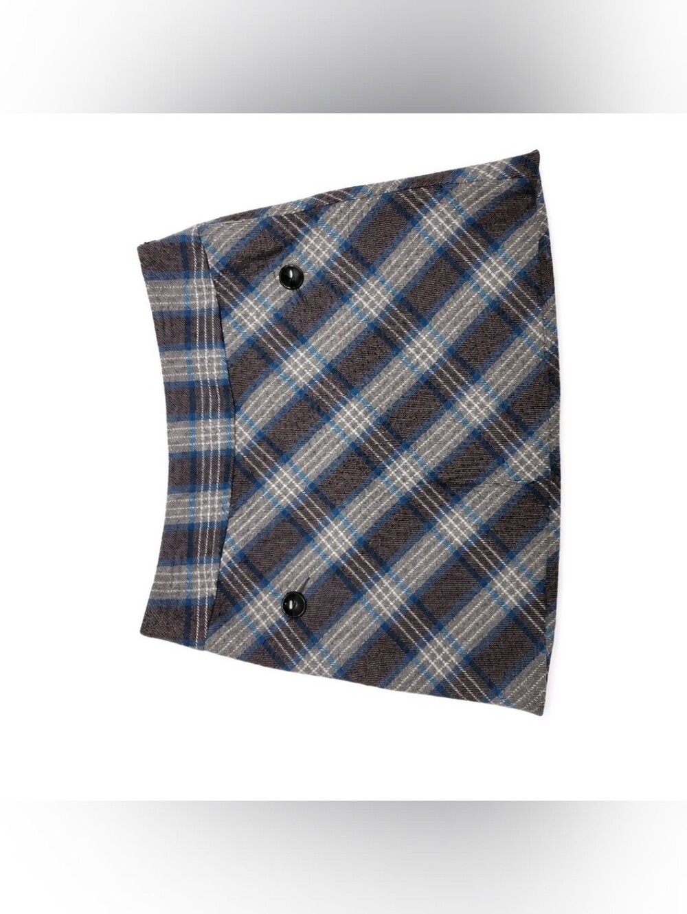 Esprit Plaid Mini Skirt in Gray & Blue Pockets Sz 6 Vintage EUC Wool Blend